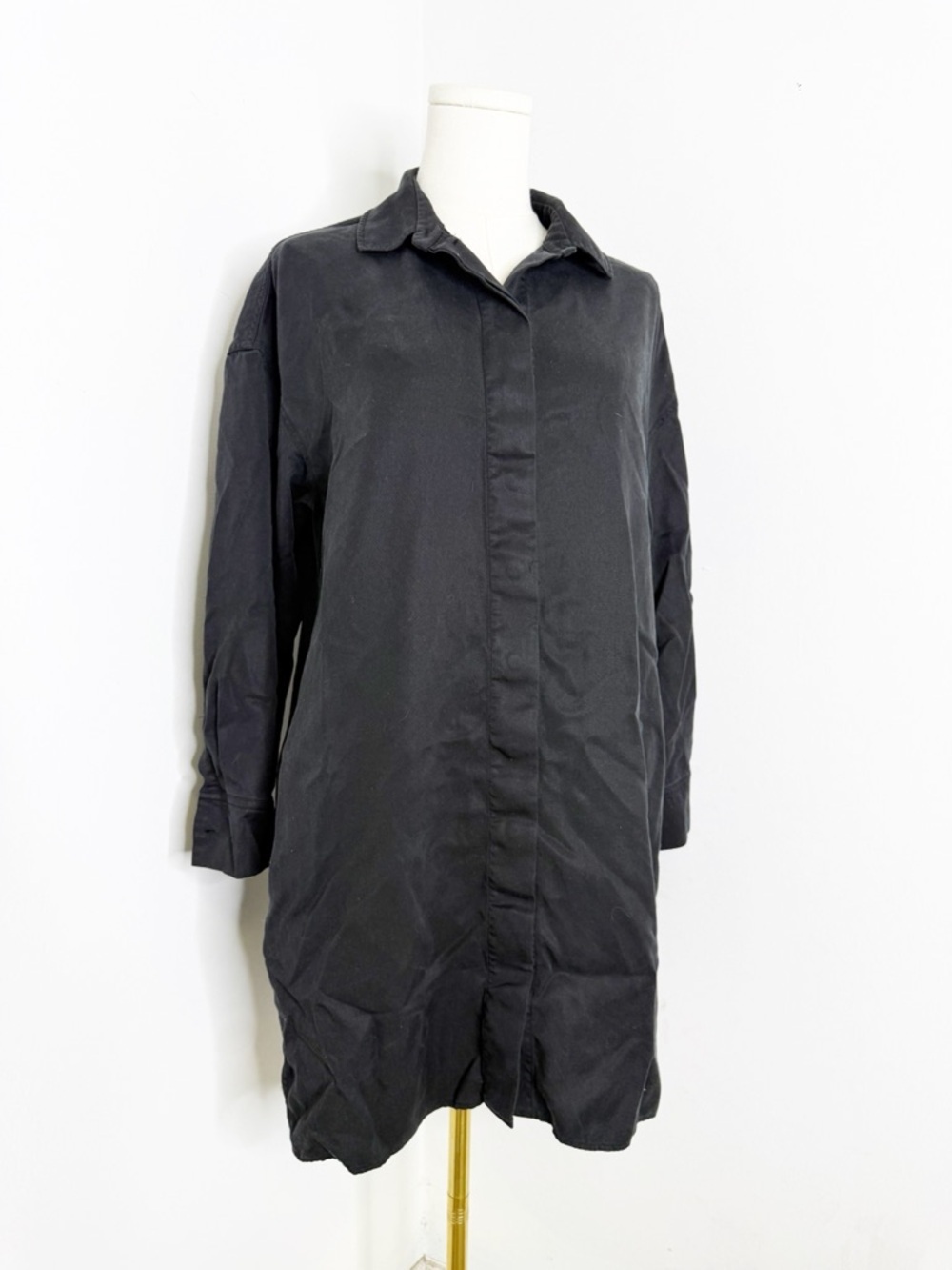 COS Black Button Up Long Sleeve Shirt Dress Size 4